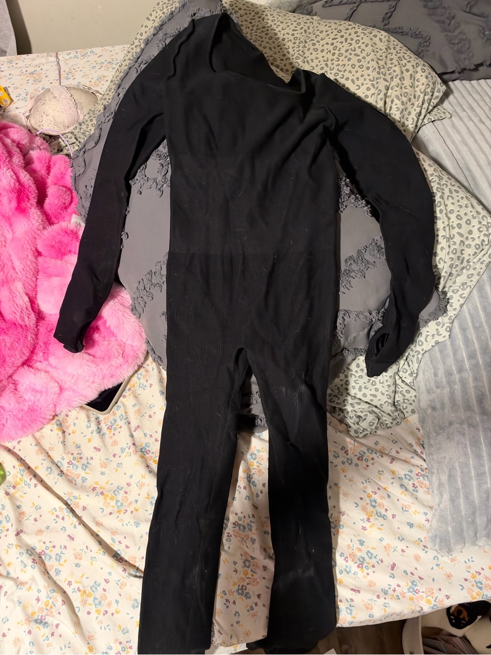 Black womens One-Piece Long Sleeve Bodysuit